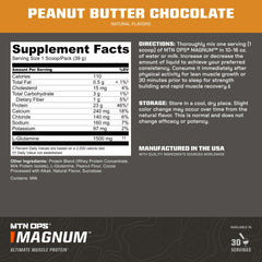 MTN OPS Magnum ingredients panel highlighting whey isolate and milk protein.