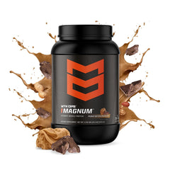 MTN OPS Magnum label closeup shows gluten-free and whey isolate details.