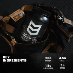 MTN OPS Magnum ingredients chart showing whey and milk protein blend.
