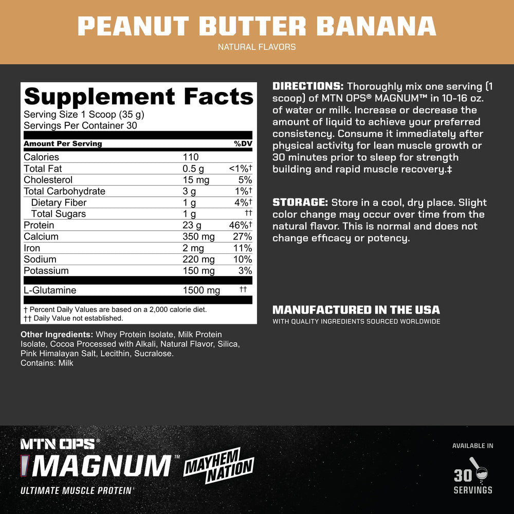 MTN OPS Magnum shake in a glass showing creamy post-workout recovery drink.