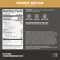 MTN OPS Peanut Butter Bliss bar close-up shows creamy texture and 20g protein