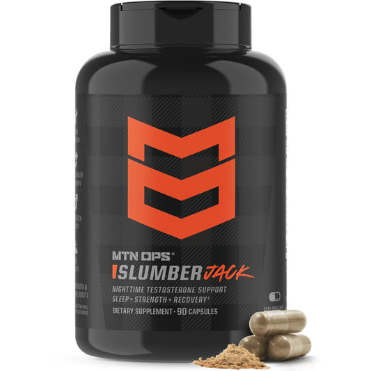 MTN OPS Slumber Jack bottle on nightstand promotes peaceful sleep