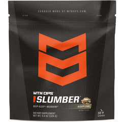 MTN OPS Slumber sleep aid bottle on a nightstand for a restful nightly ritual.