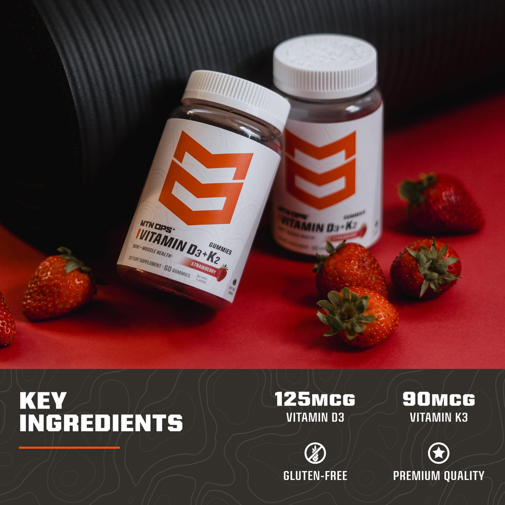 MTN OPS Vitamin D3 K2 Gummies daily-dose close reveals convenient, gluten-free wellness support.