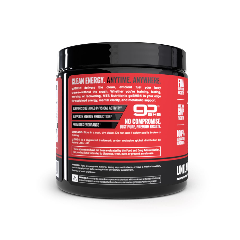 MTS Nutrition goBHB glass ready for quick energy and focus.