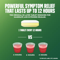 Bi-layer Mucinex DM 12Hr tablet showing immediate and extended release.