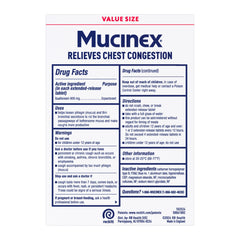 Mucinex label close-up shows active ingredient 600 mg guaifenesin.