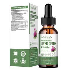 Mulittea Liver Health Drops bottle front showing branding for liver support.