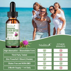 Mulittea Liver Health Drops herbal blend with wildcrafted ingredients scene.