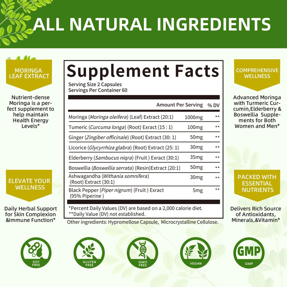 Mulittea packaging label showing non-GMO and GMP quality.