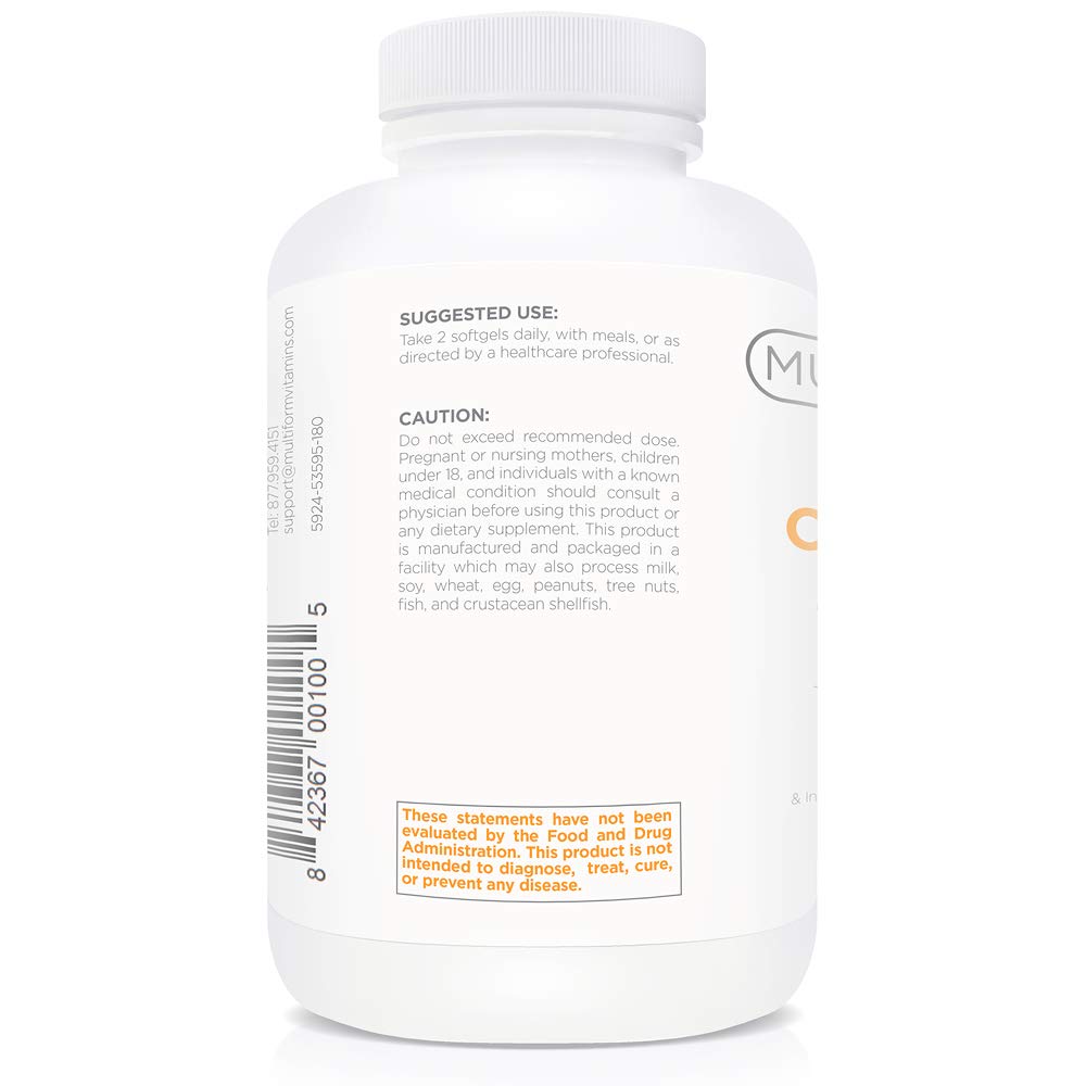 Multiform Omega-3 label showing non-GMO and wild-caught sourcing.