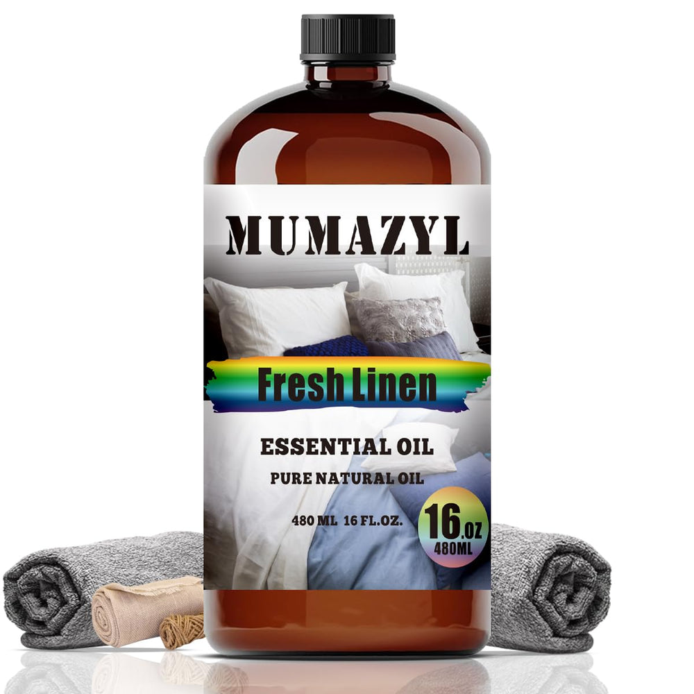 MUMAZYL Fresh Linen essential oil bottle in amber glass for diffuser use