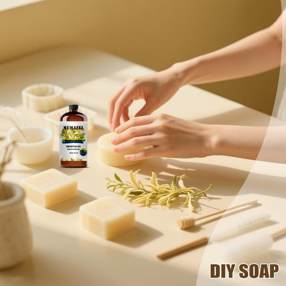 DIY crafts with MUMAZYL Honeysuckle oil for bath bombs and soaps