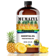 MUMAZYL Pineapple essential oil bottle close-up in amber glass preserving aroma