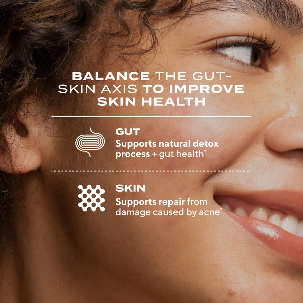 Murad Pure Skin bottle on white backdrop conveys premium acne support