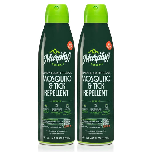 Murphy's Naturals mosquito and tick spray bottle shown for outdoor protection and easy use.