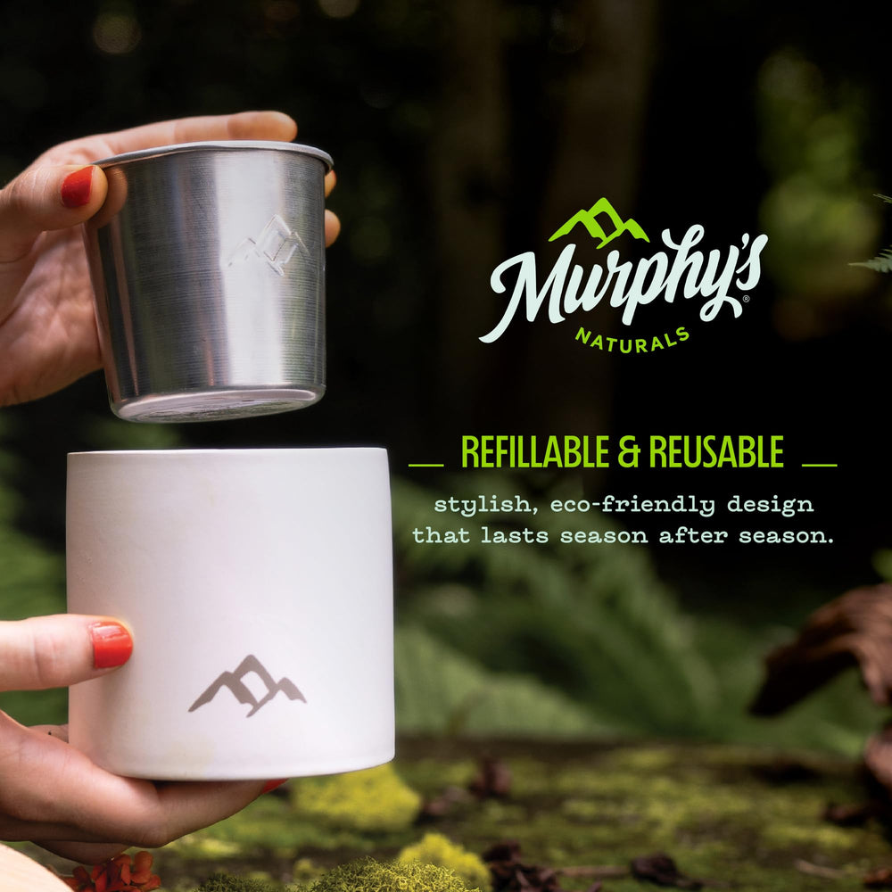 Murphy's Naturals soy-beeswax candle highlighting clean burn and plant oil scent.