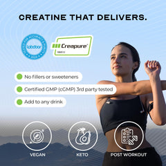 Creapure container on a home gym counter for daily supplementation