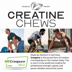 Muscle Feast Creatine Chews close-up texture highlighting chewable form for convenient fueling.