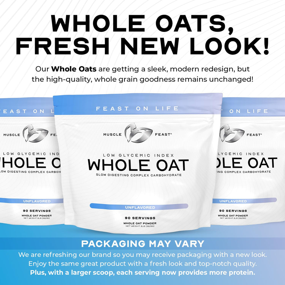 Non-GMO vegan Muscle Feast oat powder with zero additives.