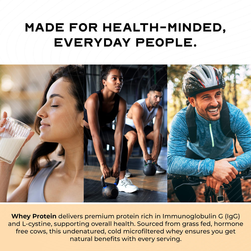 Muscle Feast whey protein concentrate grass-fed vanilla image highlights natural, non-GMO protein