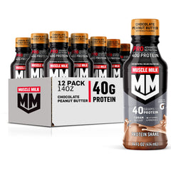 Muscle Milk Pro Series Chocolate Peanut Butter bottle front for on-the-go protein.