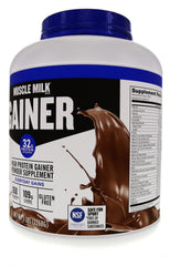 Muscle Milk Pro Series Gainer canister back showing NSF Certified for Sport details
