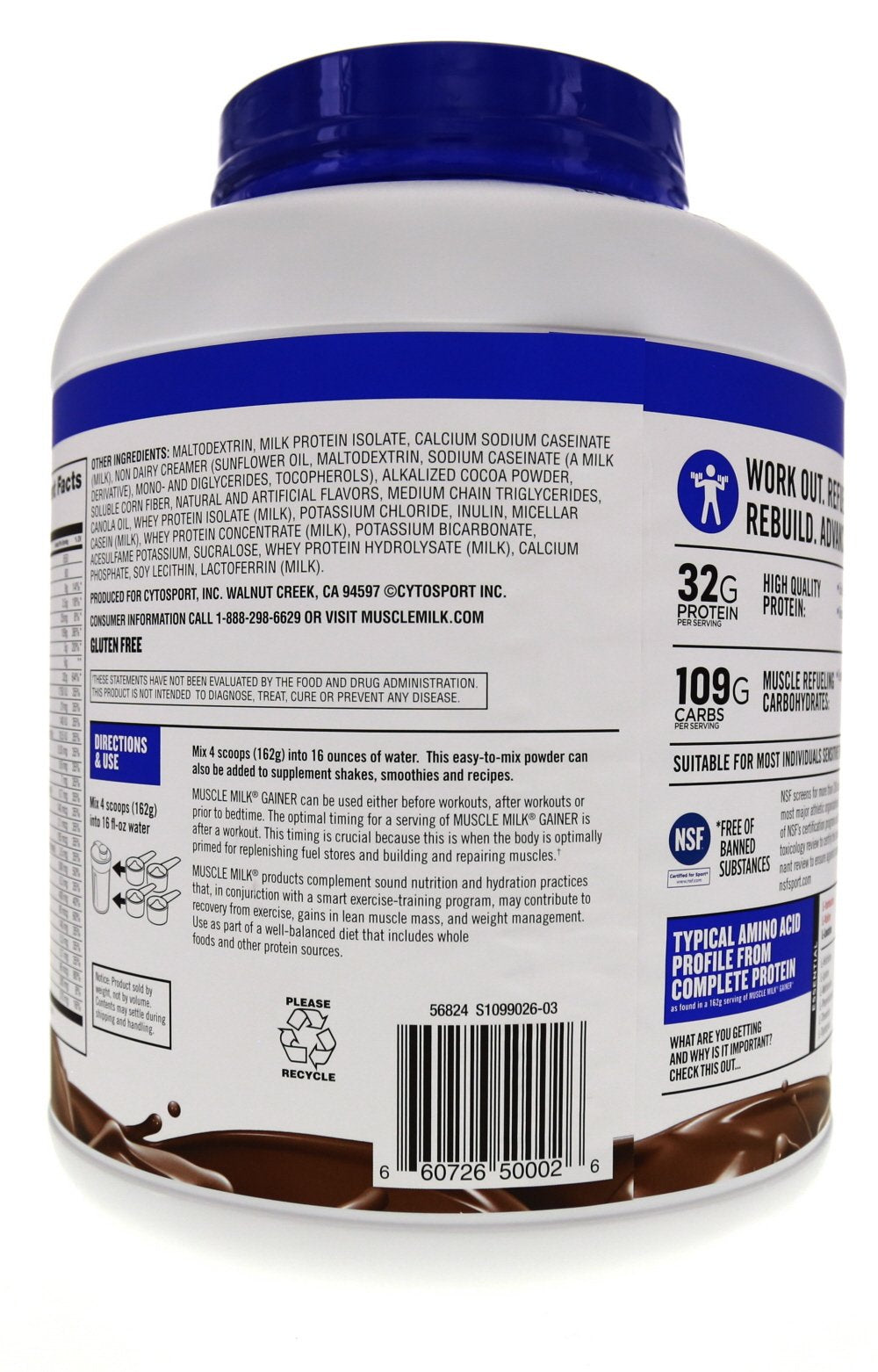 Muscle Milk Pro Series Gainer shaker with prepared post-workout shake