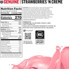 Muscle Milk Genuine Protein Powder Strawberries 'N Crème close-up for tasty recovery.
