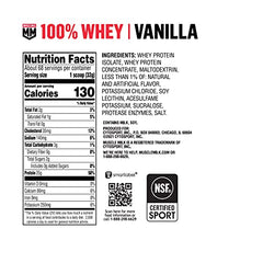 Glass of vanilla whey shake after mixing Muscle Milk for a refreshing drink