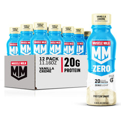 Muscle Milk Zero Vanilla Creme bottle ready for on-the-go protein