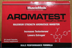 MuscleMeds AROMATEST science-graphic connects aromatase inhibition to potential performance support