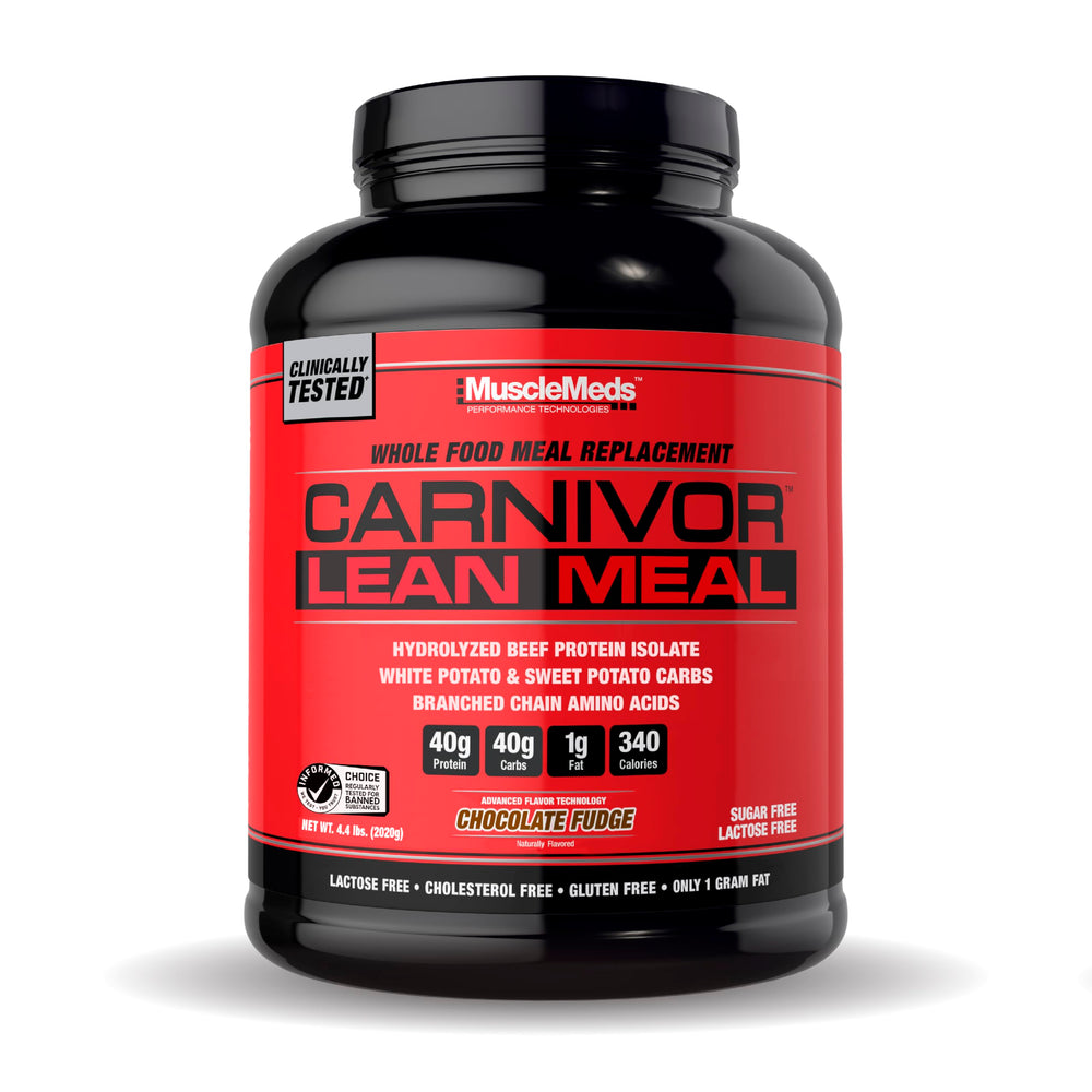 MuscleMeds Carnivor Lean Meal pouch showing real-food ingredients for lean muscle support.
