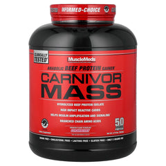 MuscleMeds Carnivor Mass beef protein isolate, 6 lb, supports lean muscle gains.