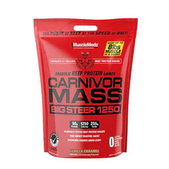MuscleMeds Carnivor Mass Big Steer vanilla serving image for workouts and mass fueling