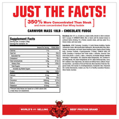 MuscleMeds Carnivor Mass ingredients panel highlights hydrolyzed beef protein isolate
