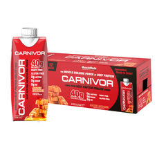 MuscleMeds Carnivor RTD bottle in salted caramel flavor for post-workout fueling.