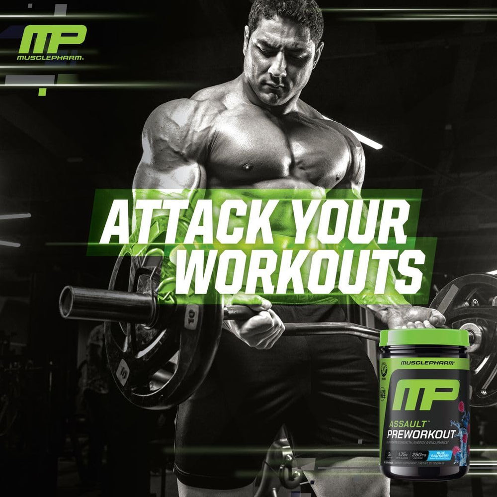 Athlete in gym preparing MusclePharm Assault pre-workout