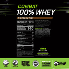 Serving of MusclePharm Combat 100% Whey chocolate milk provides a protein boost for daily goals.