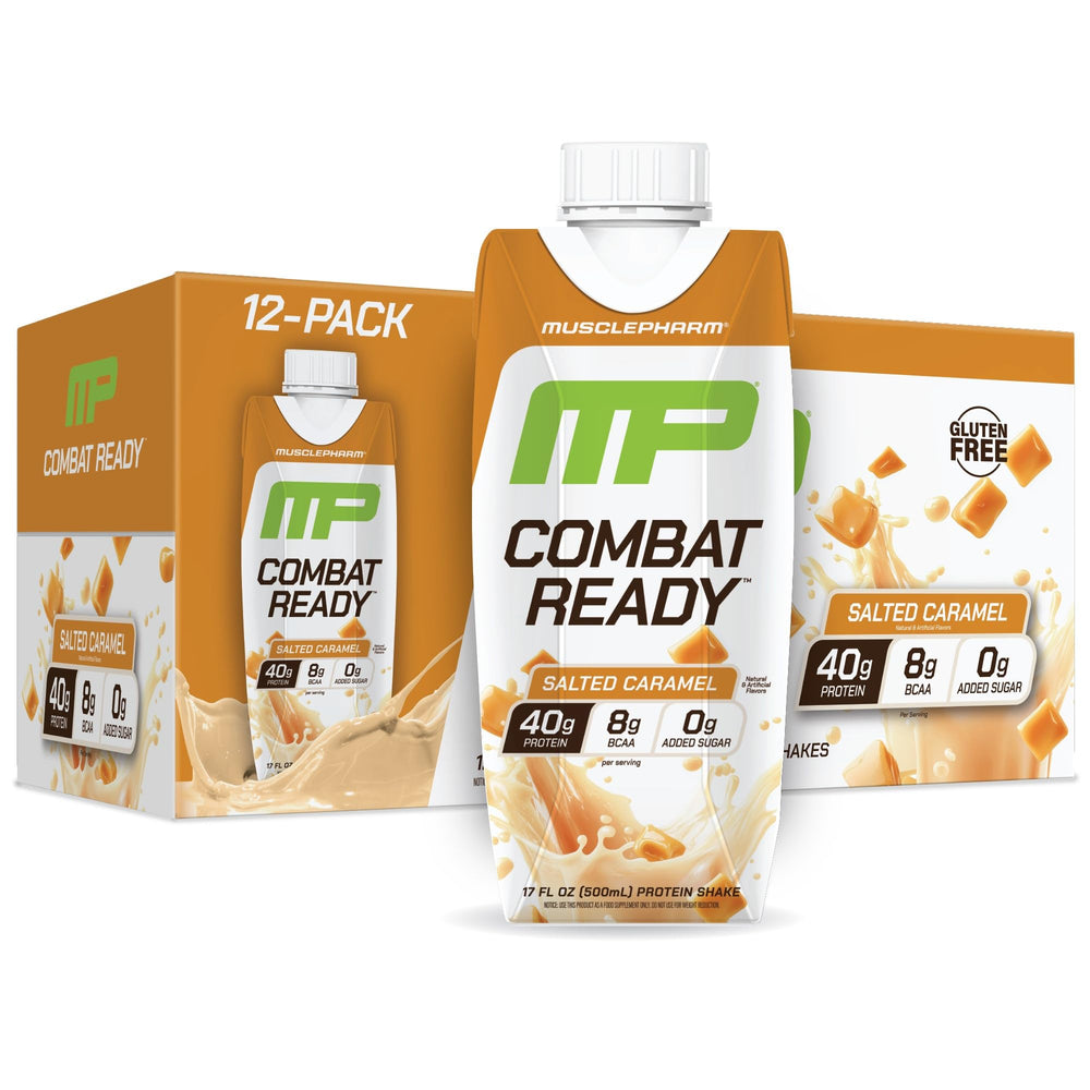 MusclePharm Combat Ready bottle front shows 40g protein for workouts