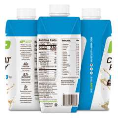 MusclePharm Combat Ready vanilla shake poured for immediate enjoyment