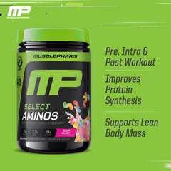 MusclePharm Select Amino powder poured into glass shows quick hydration support