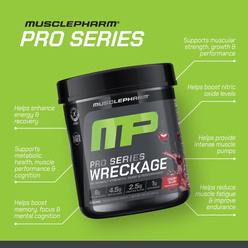 MusclePharm WRECKAGE scoop dissolving in water for focus