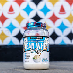 Musclesport Lean Whey Revolution ingredients panel shows whey isolate and hydrolysate blend.