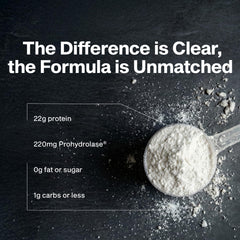 Close-up of MuscleTech Clear Whey powder dissolving in water for a light shake.
