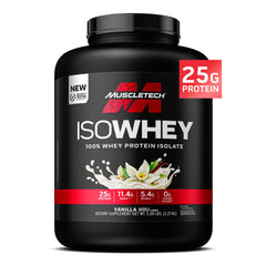 MuscleTech ISO Whey Vanilla packaging highlights purity for lean gains.