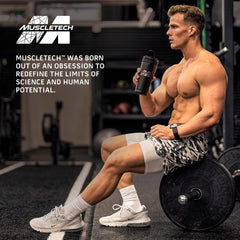 Scoop beside glass of water with MuscleTech Nitro-Tech Whey Gold for lean muscle growth