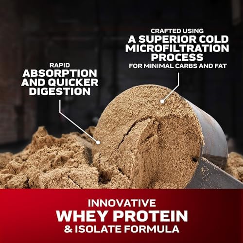 Nitro-Tech Whey Gold Vanilla Cream powder being poured into a shaker for easy mixing.