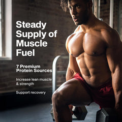 MuscleTech Platinum 8-Hour Protein ingredients label highlights diverse protein sources