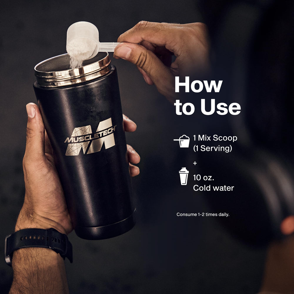 MuscleTech Platinum 100% EAA+ pour spout enabling easy mixing and flavor enjoyment